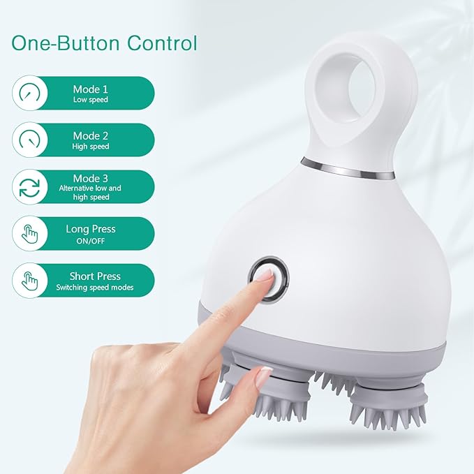ORIA Electric Pet Massager for Dogs Cats, Electric Scalp Massagers, Handheld Dog Cat Massager with 3 Modes, 4 Heads, 84 Nodes, Electric Head Back Scratcher for Stress Relax Deep Clean