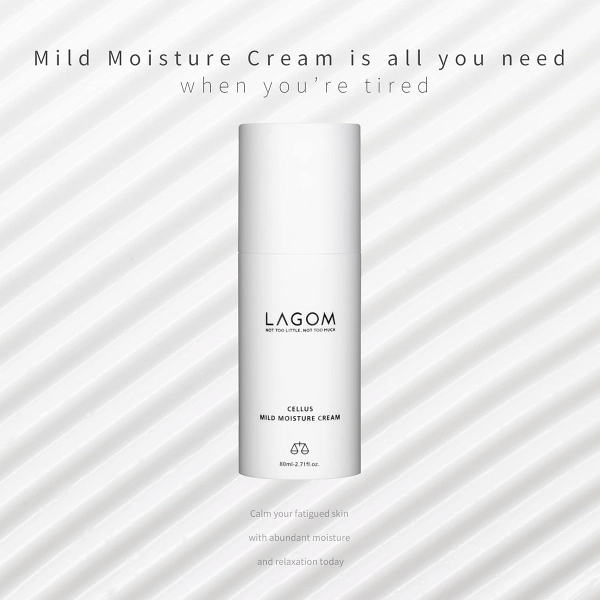 LAGOM Cellus Mild Moisture Cream with D-panthenol, Natural Moisturizer, Hypoallergenic, Fragrance-Free, Refreshing Herbal Face Lotion for Sensitive Skin 2.71 Fl Oz