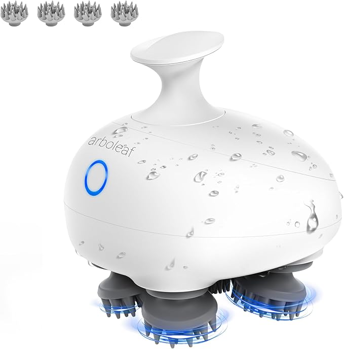 arboleaf Scalp Massager Electric Kneading Head Massager Scalp Stress Relax Portable Rechargeable Hair Massage Waterproof Cat Scratcher, Gifts for Him Her