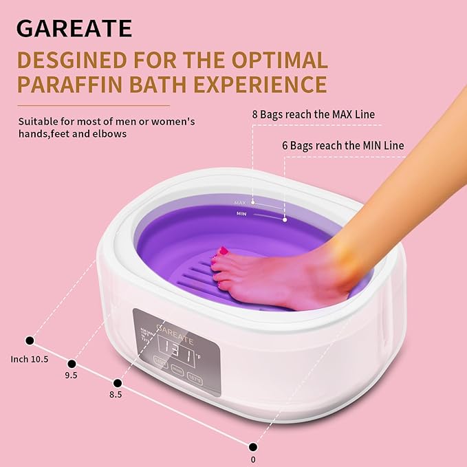 Paraffin Wax Machine for Hand and Feet - Paraffin Wax Machine 3500ML with 6 Pcs Paraffin Bath Wax,Personal Home SPA Moisturizing and Exfoliating Kit for Hands and Feet,Keep Warm Paraffin Wax（White）