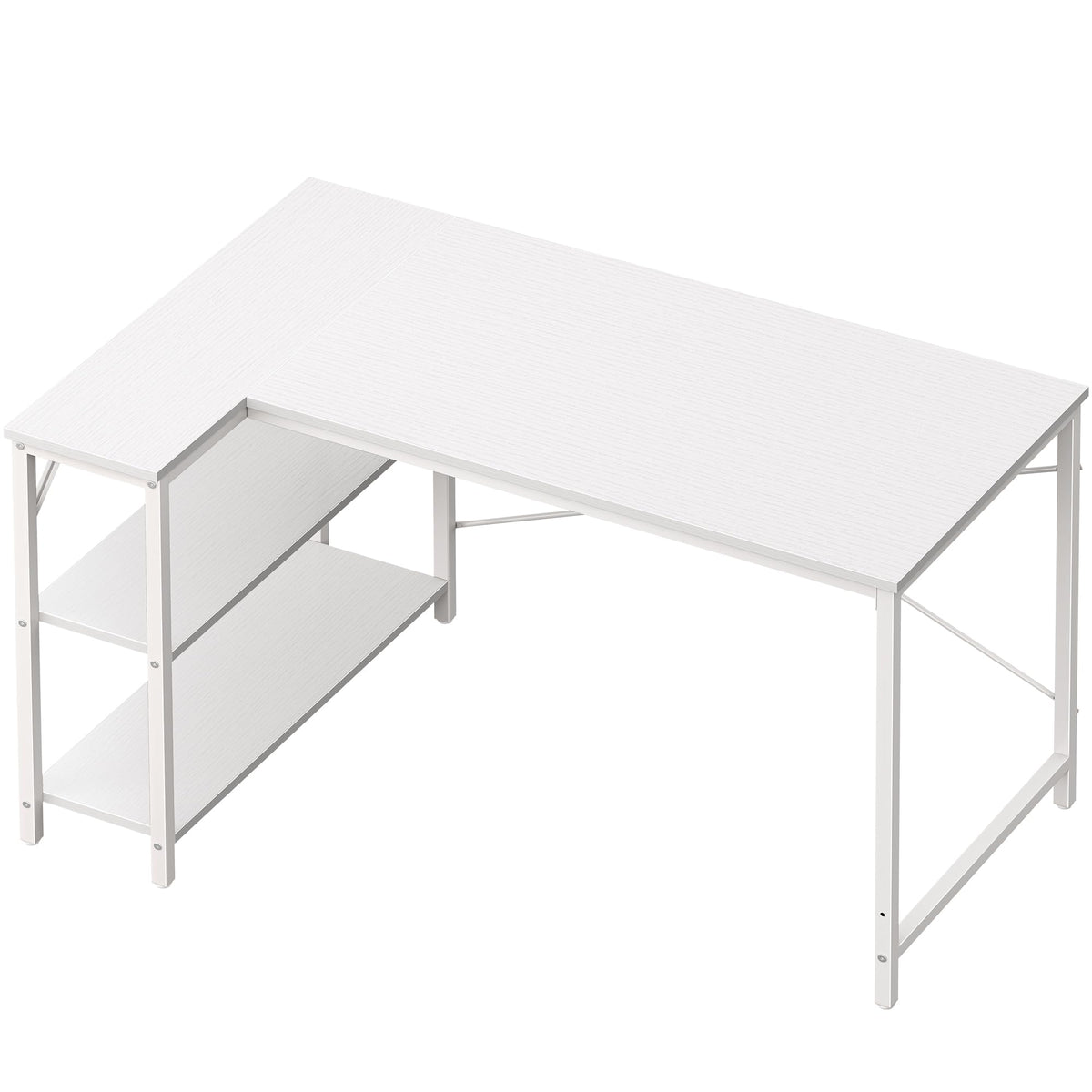 Huuger L-Shaped Desk - 47" Reversible Storage Corner Gaming Desk, Metal Frame, White