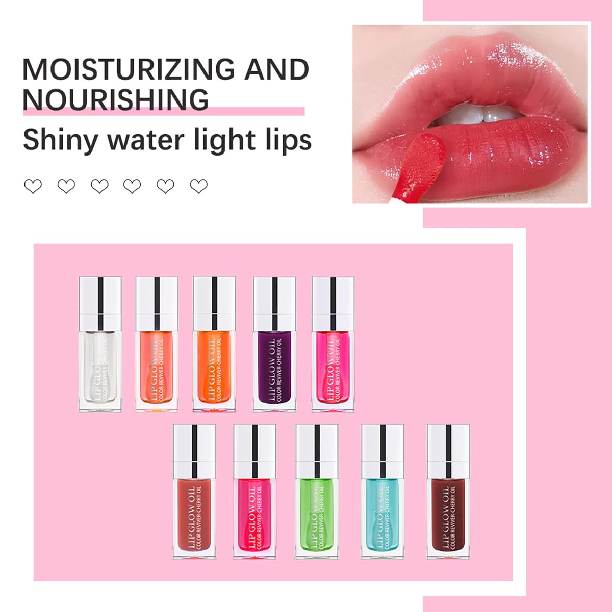 Hydrating Lip Glow Oil Moisturizing Plumping Lip Tint Lip Gloss Transparent Lip Balm Long Lasting Nourishing Repairing Lightening Lip Lines (001#+015#)
