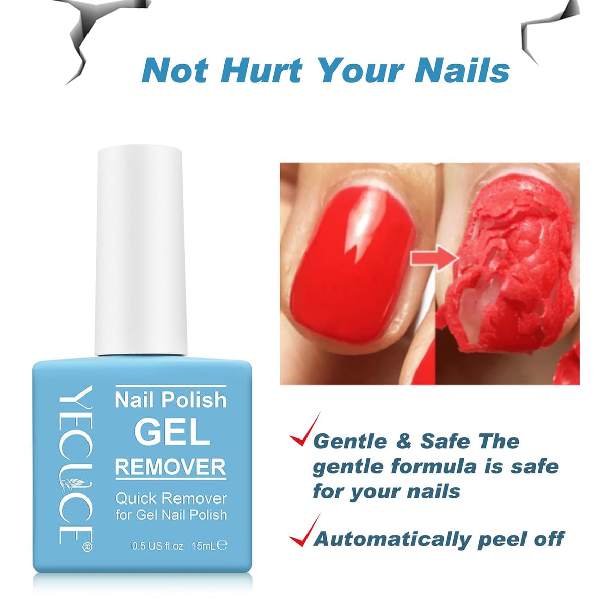 Gel Polish Remover, (3pcs) Gel Nail Polish Remover, No Need for Foil, Quick & Easy Polish Remover In 3-5 Minutes, No Need Soaking Or Wrapping-0.5floz