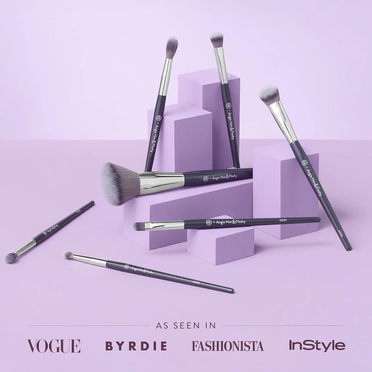 BK BEAUTY BRUSHES - ANGIE HOT & FLASHY Brush Set (7PC) - Viral Under-Eye Concealer, Eye Shadow, | Bronzer, Blush & Highlighter Makeup Brushes