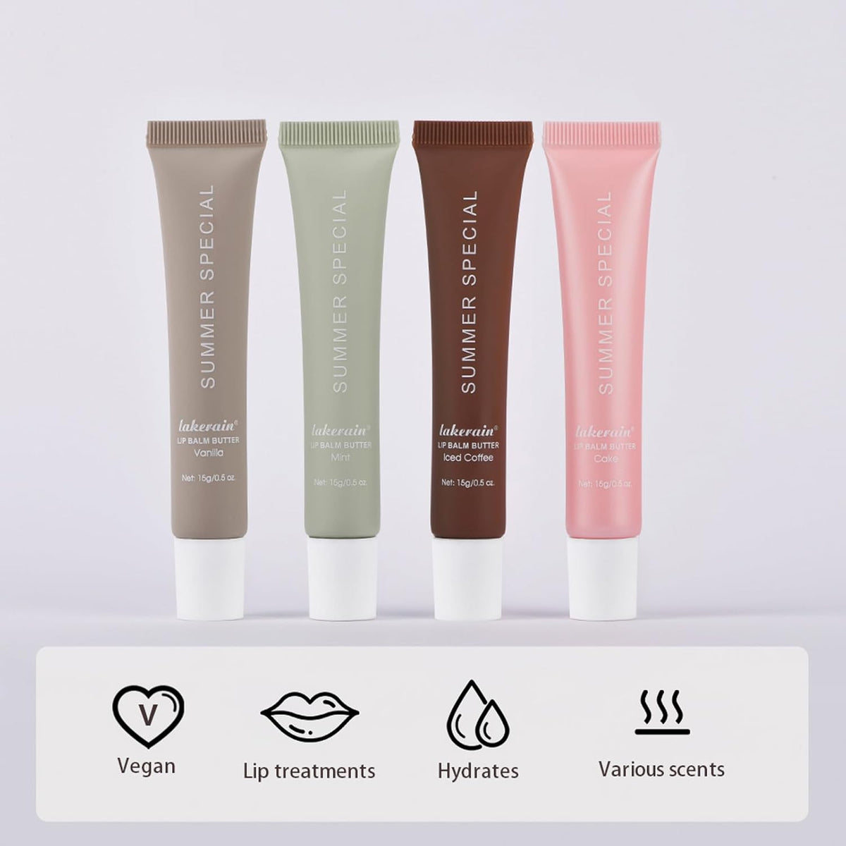 Summer Lip Butter Balm,Moisturizing Hydrating Lip Gloss Balm Set,Long-lasting Non-Sticky Nourishing Lip Care with Natural Ingredients for Soothing Softening Lips(#2-Mint)