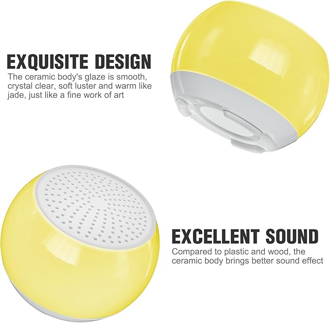 Bluetooth Speaker with Ceramic Body for Meditation & Yoga, Sound Therapy Machine for Stress Relief, Sleep Aid and Focus, Deep Bass, Louder Volume, Light Effect for Boxing Breathing (Yellow)
