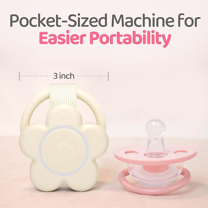 Portable White Noise Machine Baby Newborn Essentials & Adults - 25 Soothing Sounds | Rechargeable Travel Sound Machine Baby with Night Light | Timer & Volume Control | Nursery, Home, Sleep Aid