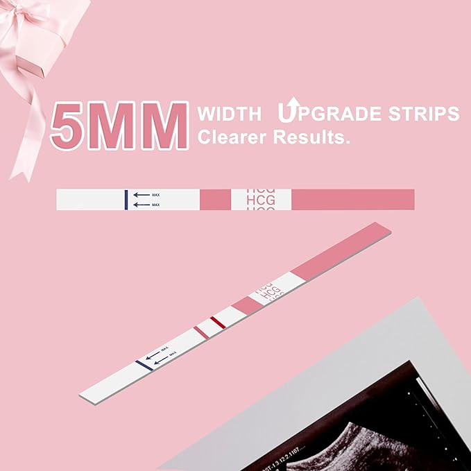 Pregnancy Test Strips with Urine Cups, hCG Detection Home Pregnancy Test, Sensitive & Over 99% Accurate, 20 Count Individually Wrapped, Rapid Prenancy Tests Kit 5mm Wider 25mIU/mL