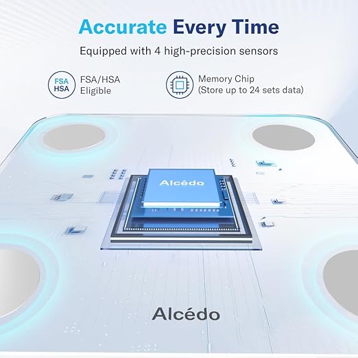 Alcedo Smart Body Fat Scale, Digital Scale with BMI, Fat Percentage, Muscle Mass, Color-Changing with Weight Variation, 400 lb, Bluetooth