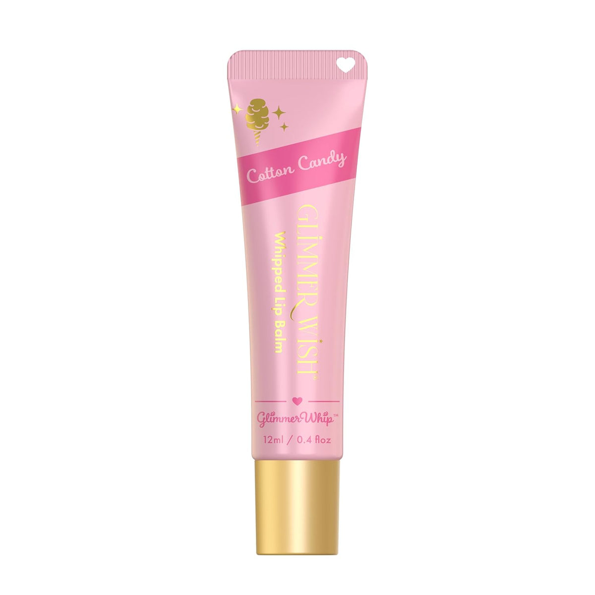Glimmer Wish Glimmer Whip Hydrating Lip Balm – Organic Castor & Jojoba Oils, Shea & Cocoa Butters – Vegan, Non-Toxic, Moisturizing Lip Care (Cotton Candy)