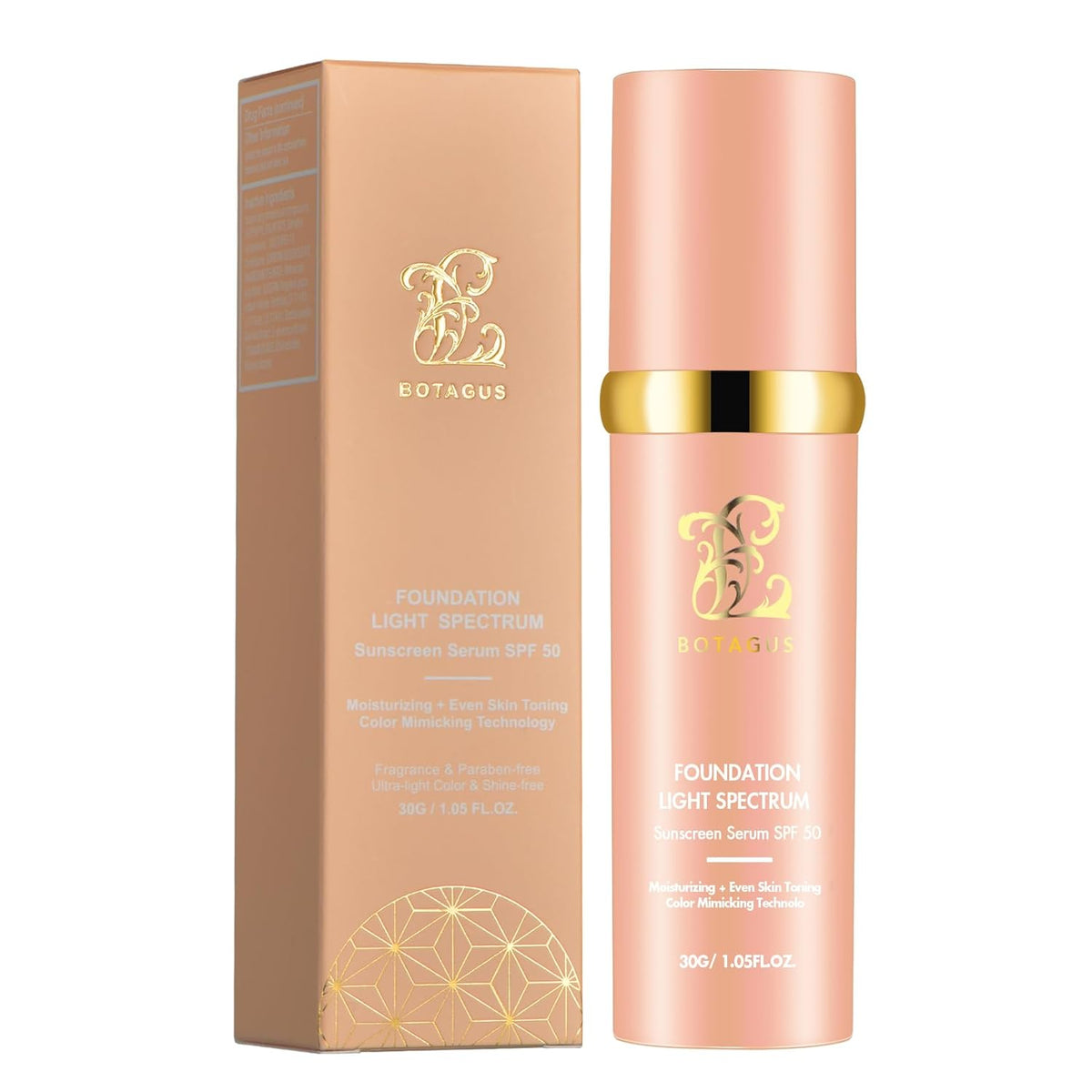 Match Cosmetics Foundation 4 in 1-Light Spectrum,4 in 1 Cosmetics Foundation Liquid with SPF 50+, Concealer Cosmetic Lightweight Makeup, Longwearing & Waterproof for Makeup