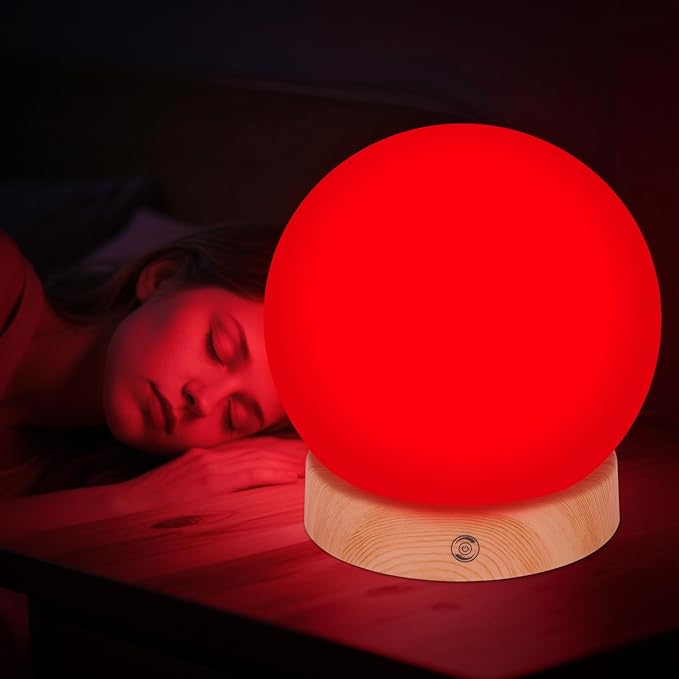 Red Light Sleep Lamp for Bedroom & Nursery Nightlight, Aid Promotes Natural Sleep, Remote Controll Set A Time to Auto Turn Off, Adjustable Brightness. 670nm Red Light Helps with Melatonin