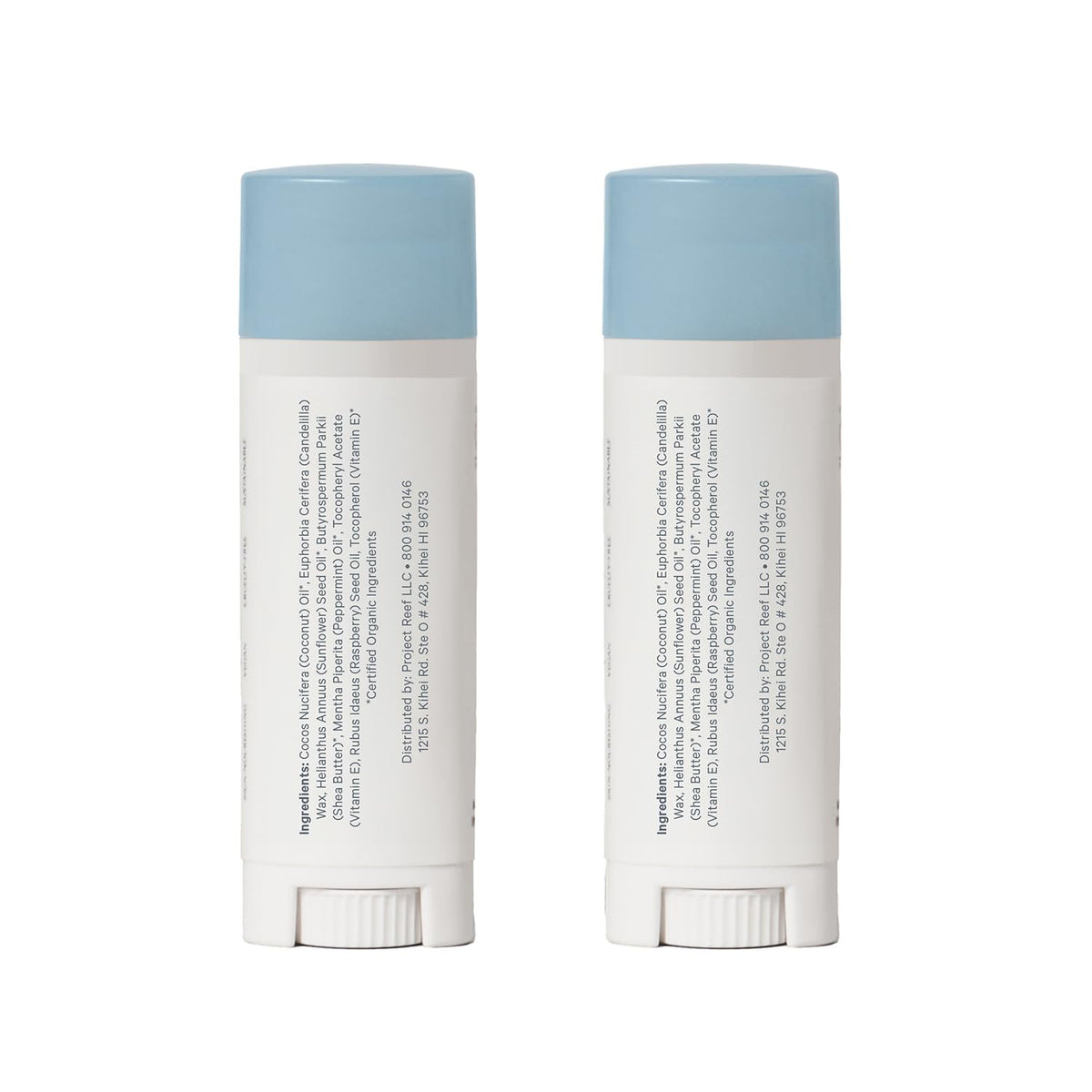 Cooling Lip Balm w/Organic Peppermint, Shea Butter, Vitamin E, Hydrating Chapstick, Soothe Dry Sunburnt Lips, After Sun Care, 2 Pack