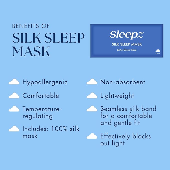 Silk Sleep Mask | 100% Mulberry Silk for Ultimate Comfort | Blocks Light for Deep Sleep & Relaxation | Hypoallergenic, Skin-Friendly, and Temperature-Regulating