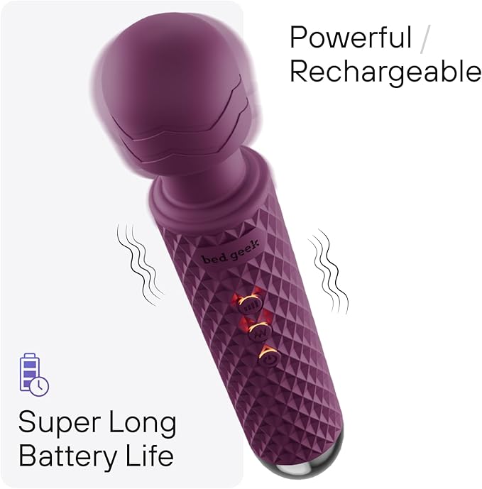 Handheld Cordless Personal Wand Massager – Waterproof, USB Rechargeable, 20 Vibration Patterns, 8 Speeds, Memory Feature, Skin-Soft Silicone for Ultimate Relaxation Tool
