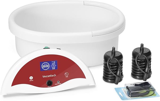 Ionic Foot Bath Detox Machine, Foot Detox Machine, Ionic Foot Spa Kit with 10 Ginger Tablets 2 Arrays 25 Tub Liners for Home use or Salon