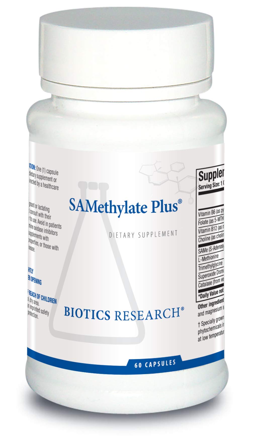 Biotics Research SAMethylate Plus, Mood and Sleep Support, Brain Health, Antioxidant, Folate as 5MTHF, Vitamin B12 Methylcobalamin, L Methionine, Choline Bitartrate,Trimethylglycine 60 Capsules