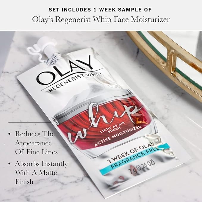 Olay Regenerist Vitamin C MAX + Peptide 24 Brightening Face Moisturizer for Brighter Skin, Lightweight anti aging cream for dark spots 1.7oz, Includes Whip Travel Size for Dry Skin