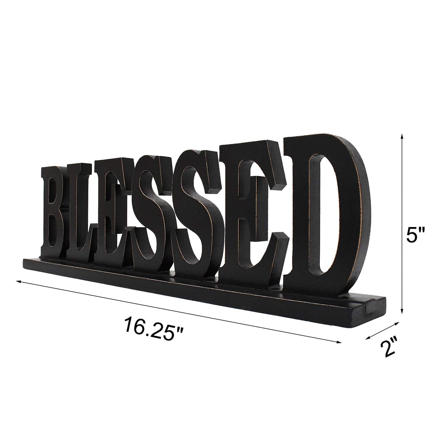 Wood Blessed Sign Indoor Home Decor Cutout Block Letter Farmhouse Table Centerpieces Wooden for Living Room Office Shelf Mantel Decor