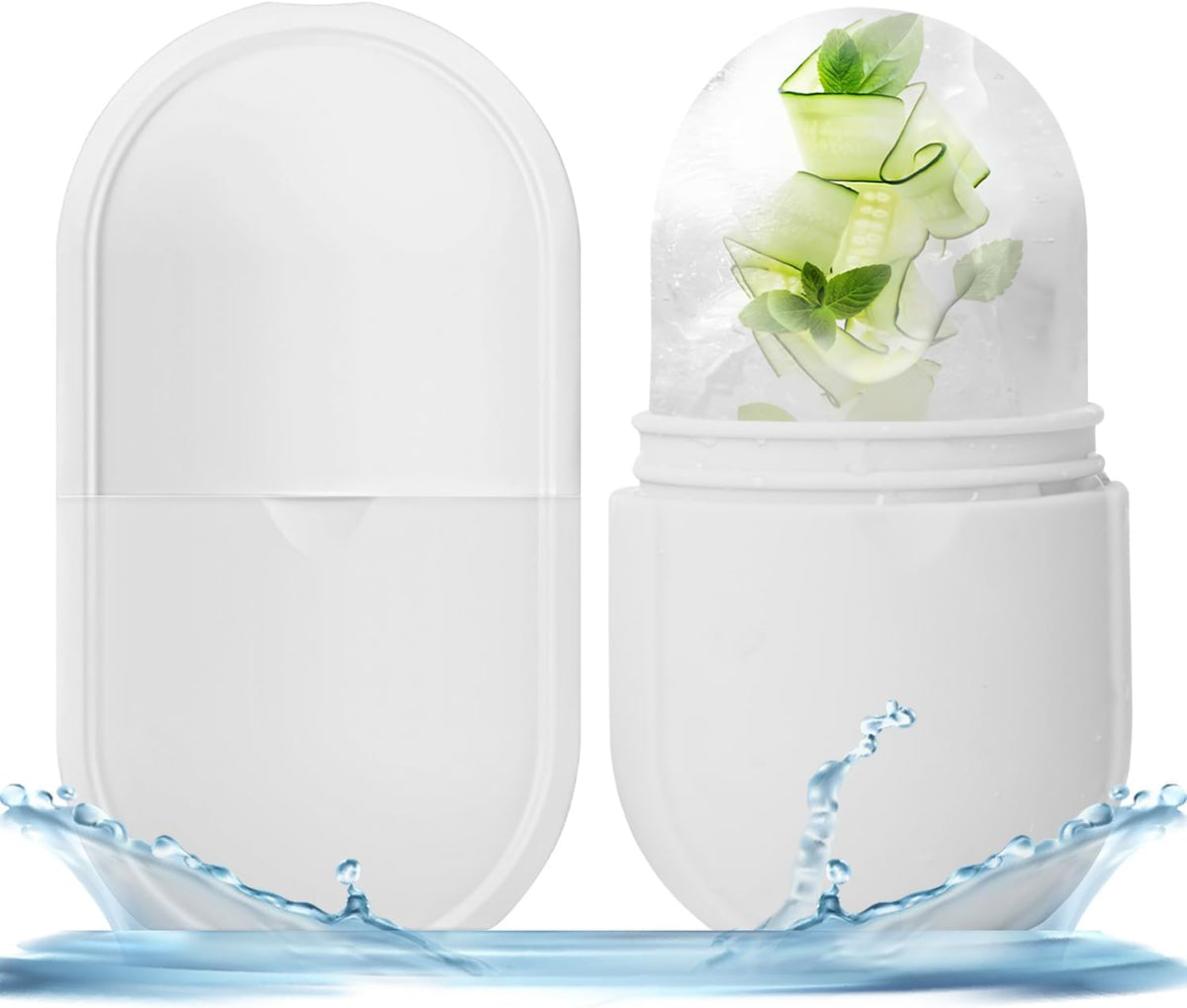 KOGITI Ice Roller & Mold for Face & Eye Puffiness Relief, Beauty Facial Ice Cube Holder (New-White)