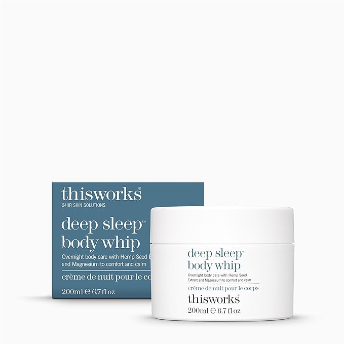 THISWORKS Deep Sleep Body Whip, an All Over Body Butter Infused with our Deep Sleep Functional Fragrance and Magnesium, to Moisturise Skin & Aid Sleep, 200ml