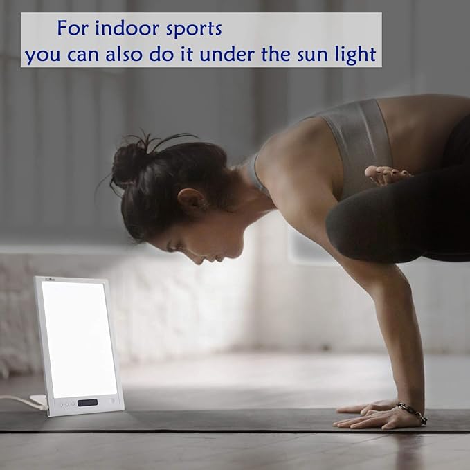 Light Therapy lamp 12000 lux Bright Light Alarm Clock to Wake up Happy Sun Sunrise Light Dawn Simulator with Vibration Detection and Snooze Function APP Control