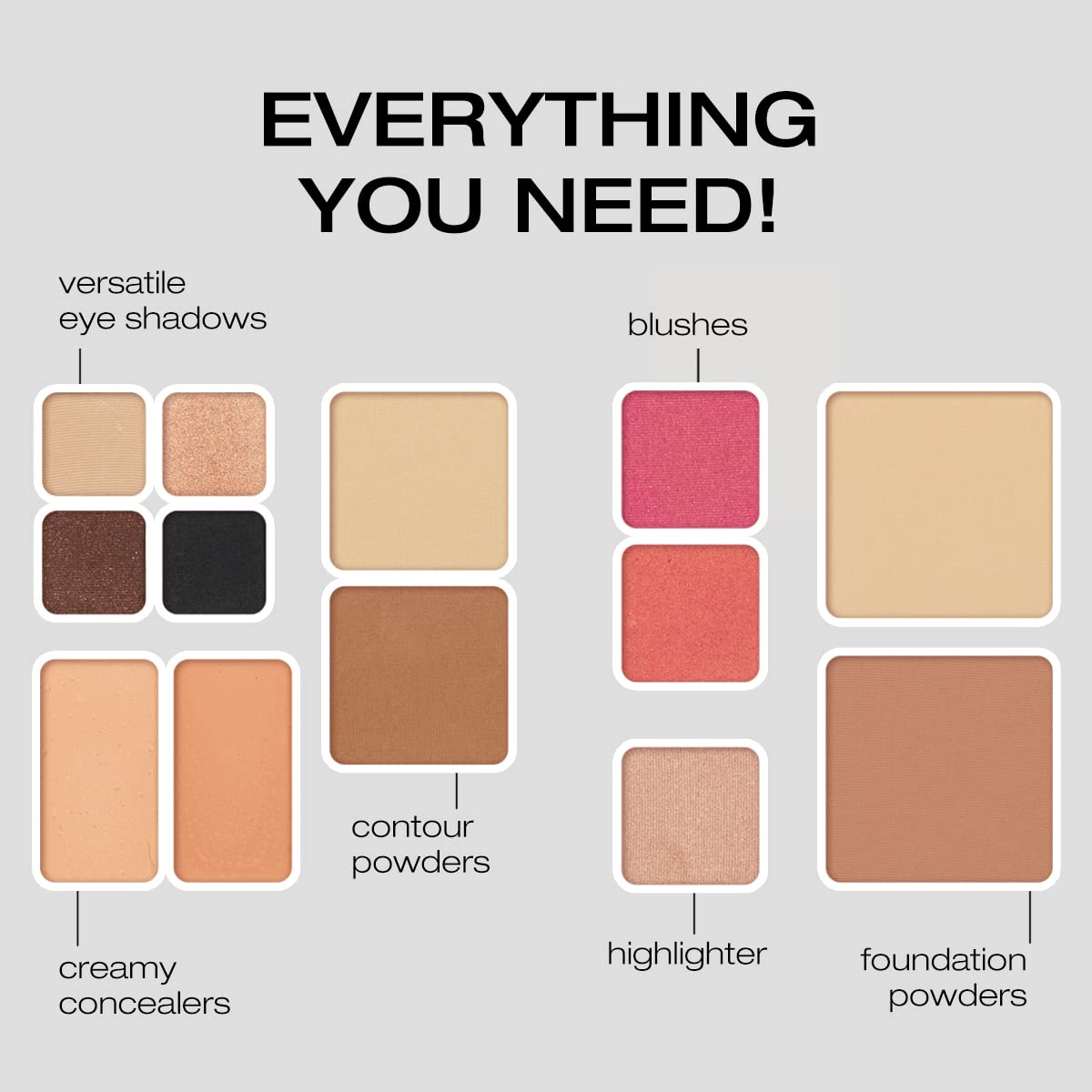 Woosh Beauty, Fold out Face Original Makeup Palette, Travel, All in One, Neutral Cream & Powder (#1 Light)