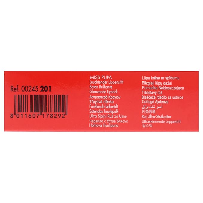 Pupa Milano Miss Milano Lipstick - Creamy, Ultra Pigmented Color For Lips - Nourishing Formula - Crystal-Effect Lipstick - Ultimate Boost Of Volume And Hydration - 201 Cinderella - 0.071 OZ