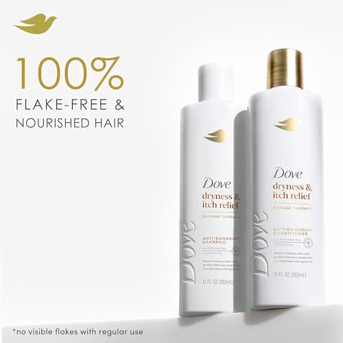 Dove Damage Therapy Derma Shampoo Dryness + Itch Pack of 6 for Flaky Scalp with Pyrithione Zinc and Coconut Oil 12 Fl Oz