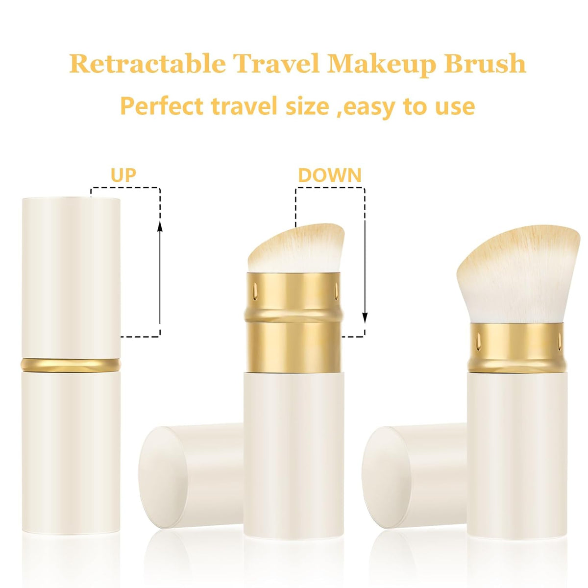 Falliny Retractable Kabuki Makeup Brush, Travel Powder Blush Brush Foundation Makeup Brush with Cover for Blush, Sunscreen,Bronzer, Buffing, Concealer,Highlighter, Powder Cosmetics
