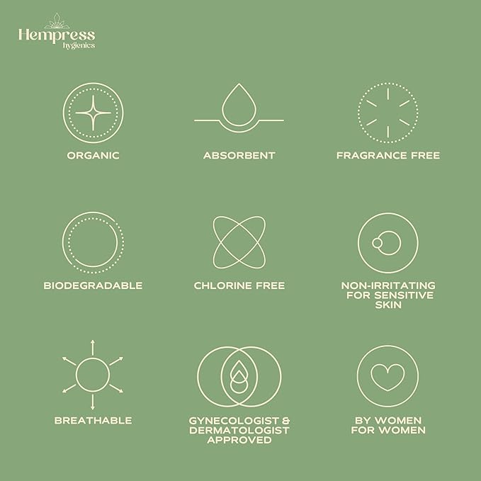 Hempress Panty Liners for Women, 120 Count, Feminine Care Organic Pads, Light Absorbency Comfortable Discreet Pantiliners, Cotton Menstrual Sanitary Napkins, Fragrance Free, Skin Friendly & Breathable