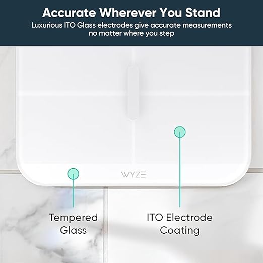 Wyze Smart Scale X - FSA/HSA Eligible - Digital Bathroom Scale for Body Weight, BMI, Body Fat, Muscle Mass, Heart Rate Monitor | ITO Glass & LED Backlight | Batteries Included, 400 lbs (White)
