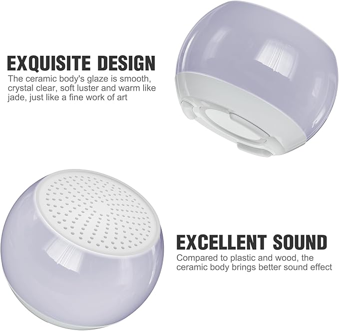 Ceramic Craft Bluetooth Speaker for Meditation & Yoga, Sound Therapy Machine for Stress Relief, Sleep Aid and Focus, Deep Bass, Louder Volume, Light Effect for Boxing Breathing (Purple)