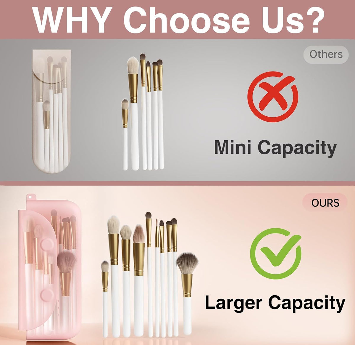 Silicone Makeup Brush Holder Large Travel Makeup Brush Case Original Design Brushes Holder with Magnetic Closure Khaki