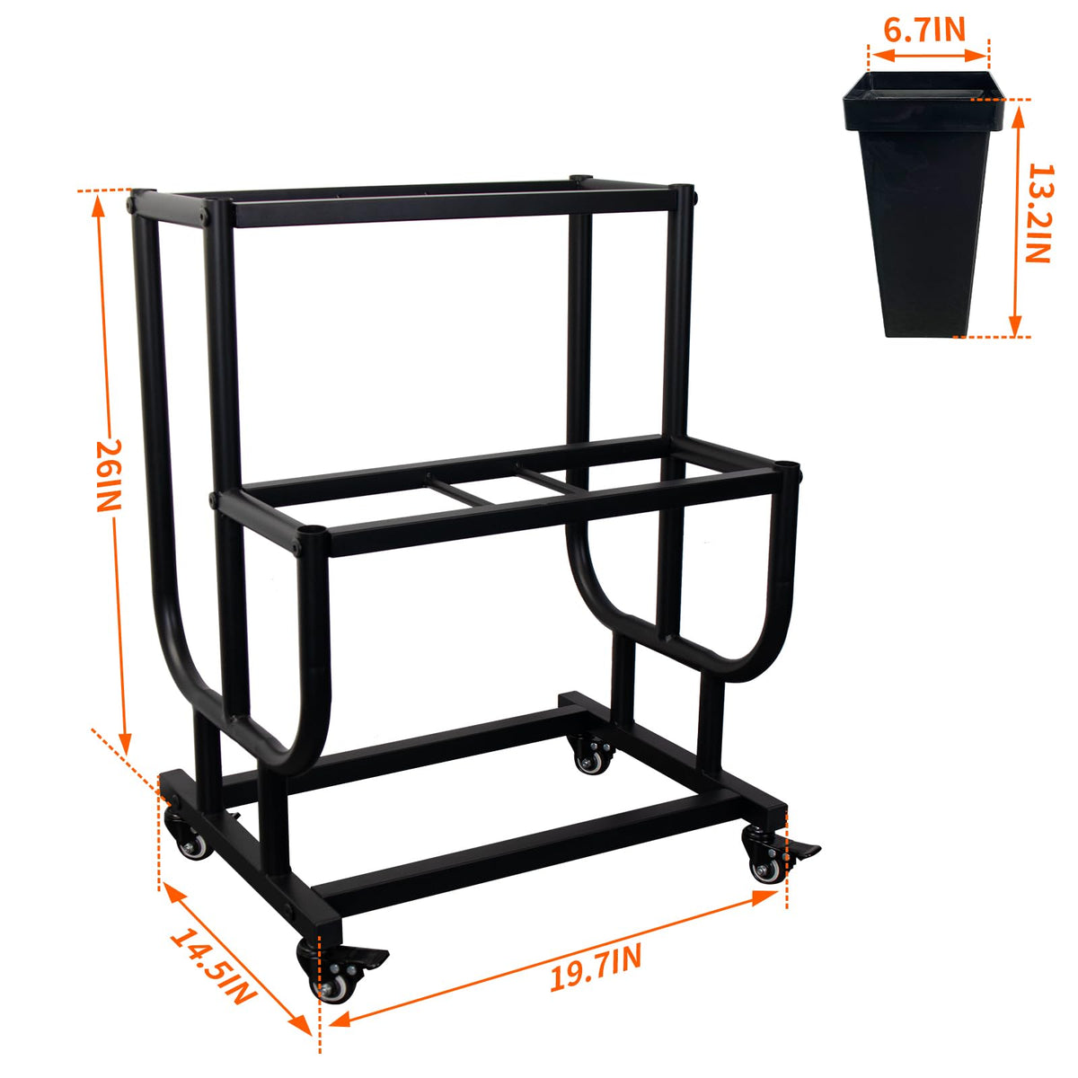 Tongmo 2-Tier Flower Display Stand with 4 Buckets - Movable Plant Cart for Heavy Duty Flower Rack - Perfect for Flower Shops, Homes, Cafés, and Offices (2-Tier with Bucket)