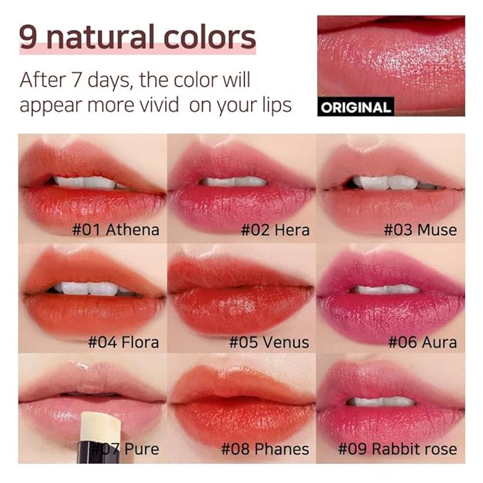 Lux Triple Lip Cure Balm (0.17 oz) (VENUS (Ruby Red)) 4 million units sold in Korea, Natural Tinted Korean Lip Balm, Petroleum/Paraben Free, Lip Butter,lip balm hydrating,tinted moisturizer