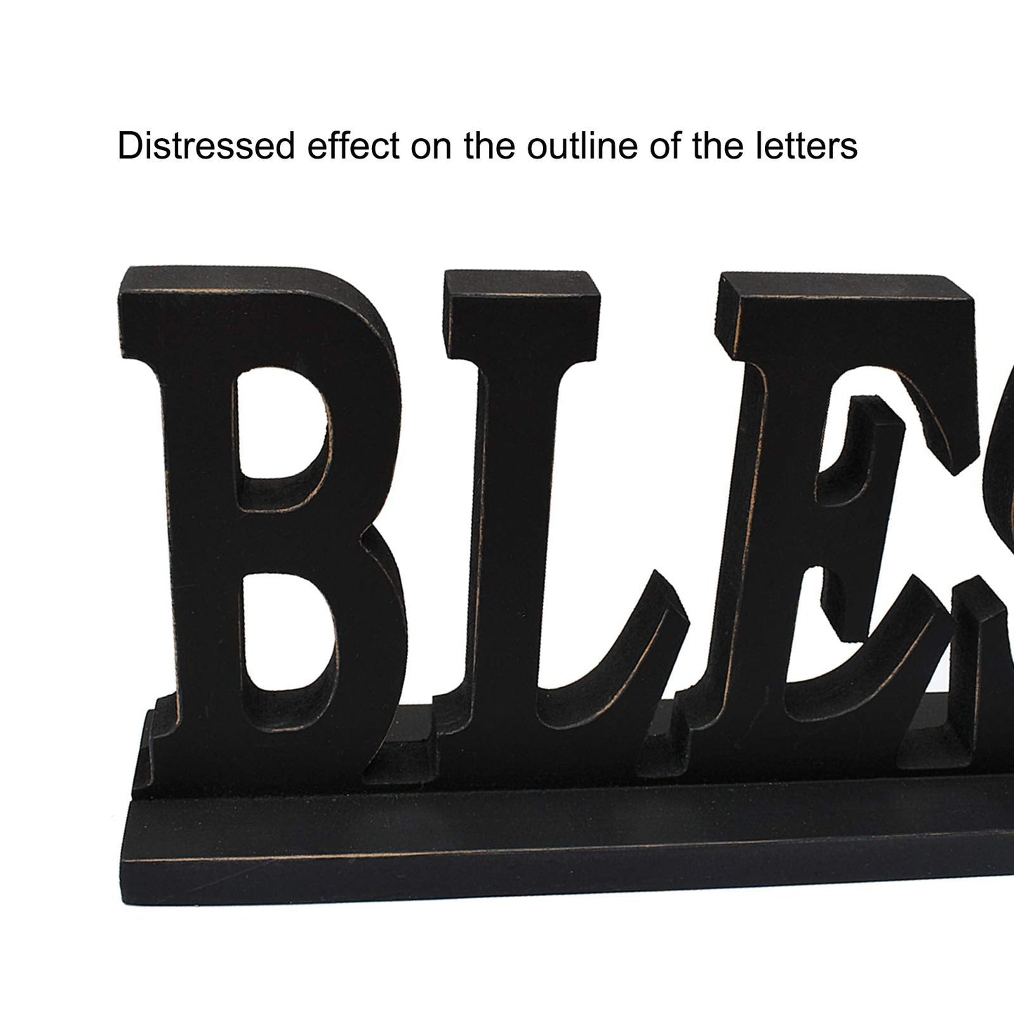 Wood Blessed Sign Indoor Home Decor Cutout Block Letter Farmhouse Table Centerpieces Wooden for Living Room Office Shelf Mantel Decor