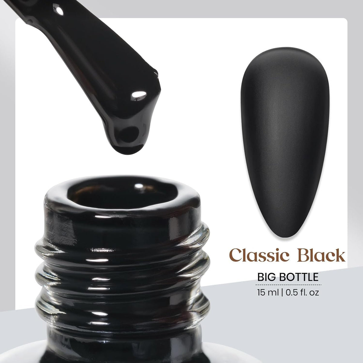 MIZHSE Matte Black Nail Polish, Quick Dry Velvet Black Nail Polish, Non-Gel Air Drying Fast 15 ml Regular Glossy Shiny Finish Nail Lacquer, Full Coverage Nail Art Manicure DIY Home