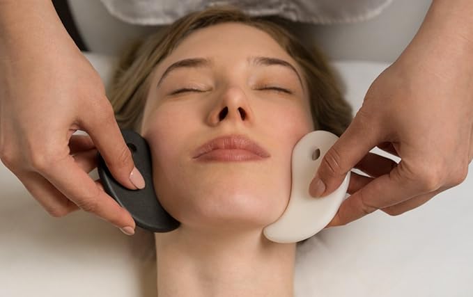 L'ADORE Premium Anti Aging Jade Roller 100% Natural Face Roller Set with Gua Sha Massage Tools