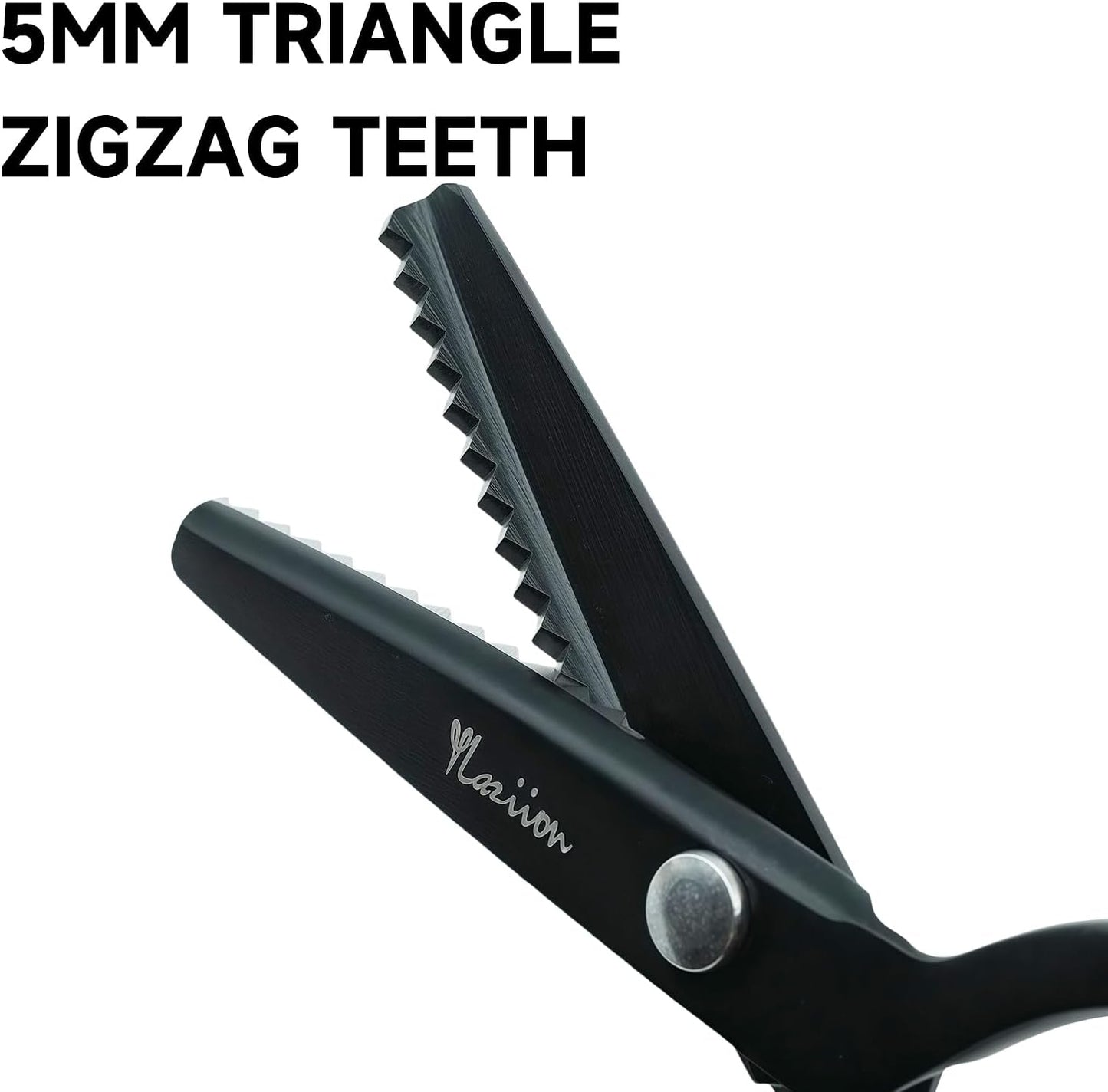 YLaziion 8-Inch Heavy Duty Pinking Shears for Fabric Cutting – 5mm Triangle Tooth Zig Zag Scissors | 100% Black Stainless Steel Sewing Shears for Fabric, Crafts, Lace Wigs, Paper & Quilting