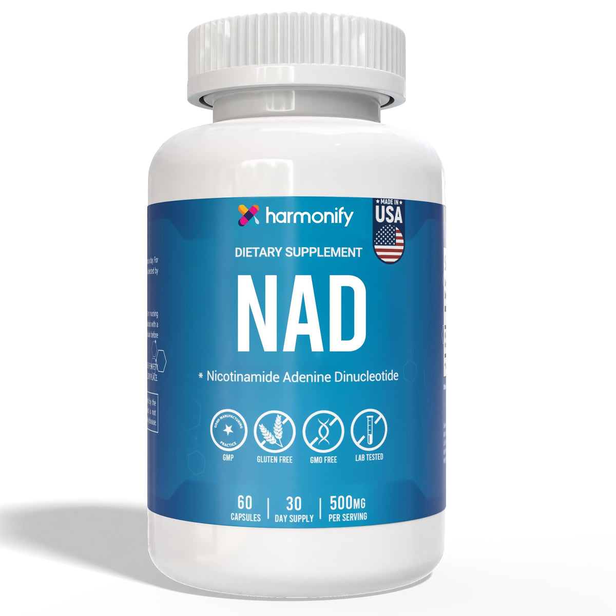 HARMONIFY NAD Supplement 60 Capsules, Proudly USA Company, Non-GMO & Gluten Free, 1 Month Serving, 1000 Mg Per Serving