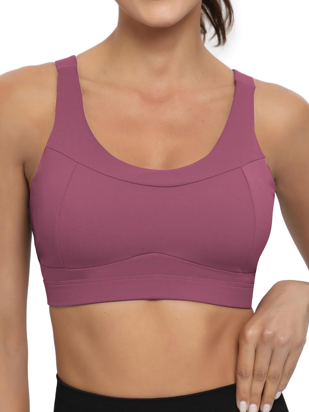 RUNNING GIRL High Impact Sports Bras for Women,Racerback Bra Workout Crop Tops for Women(WX2667 Pink,M)