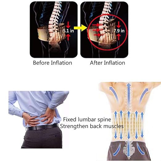 HONGJING Decompression Back Support Belt for Lower Back Pain Relief, Inflatable Back Brace for Men Women, One Size Fits 29-49inches Waist