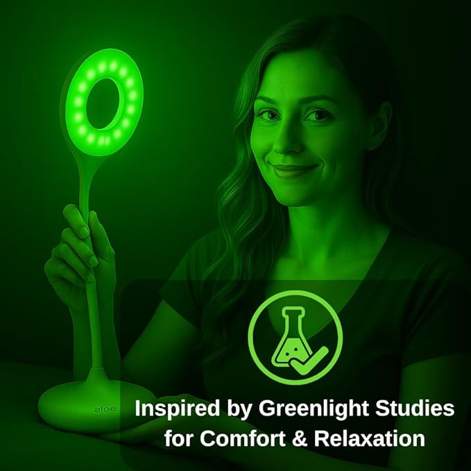 Green Light Therapy for Migraine, Anxiety & Insomnia Relief – 16 Inch Cordless Desk Lamp, Dual White & 520 nm LED with Adjustable Brightness | USB Rechargeable & Portable Sleep Aid