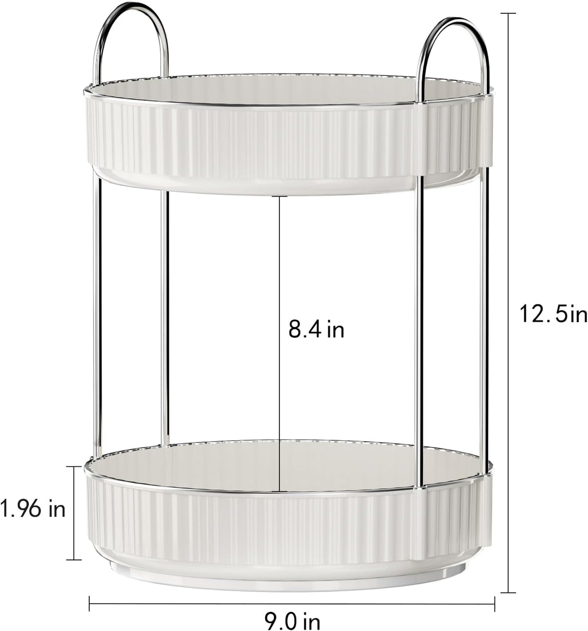 Rotating Makeup Organizer for Vanity, 2 Tier High-Capacity Skincare & Makeup Storage, Perfume Organizer, Cosmetic Dresser, Countertop 360 Spinning
