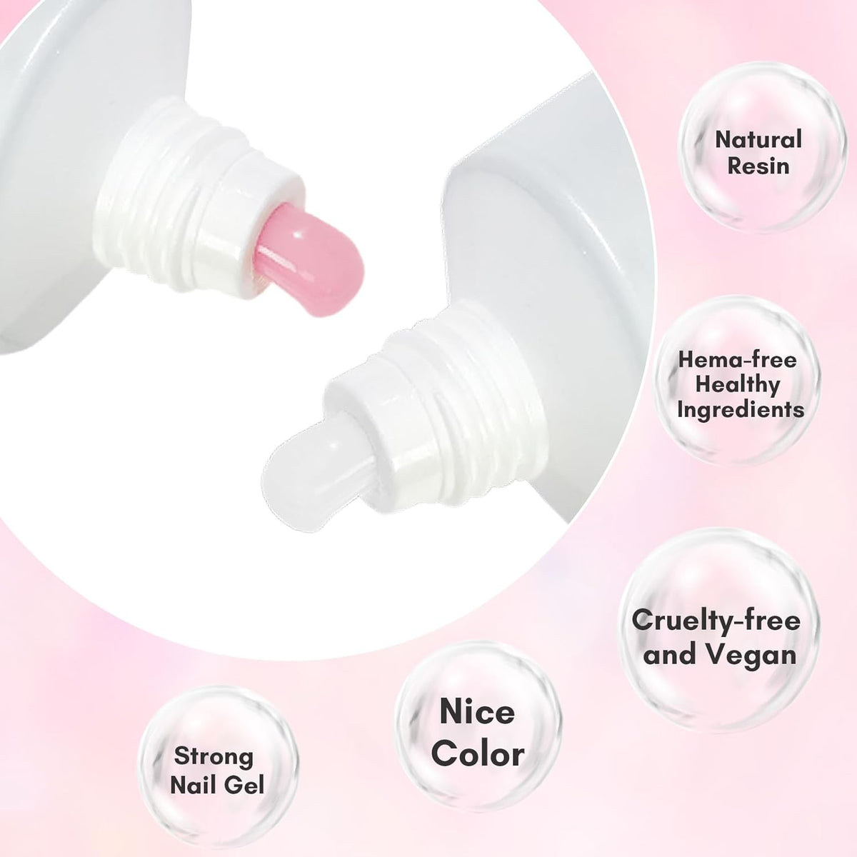 Makartt Poly Nail Gel Kit, 2 PCs 50ML Poly Extension Gel Nail Kit White Pink Colors, Gel Builder for French Design Nail Extension Natural-Looking, Nail Strengthener, 3D Diy Hard Gel Manicures