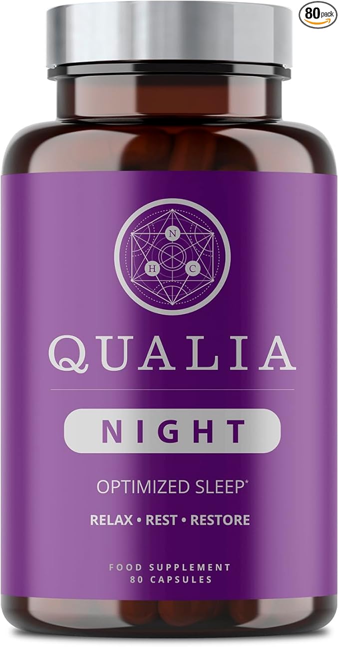 NEUROHACKER COLLECTIVE Qualia Night Sleep Aid | Non-Habit Forming | Science-Backed Supplement for Deep Refreshing Sleep | Melatonin-Free, Vegan, Non-GMO, Gluten-Free 80 Count | (1 Month Supply)