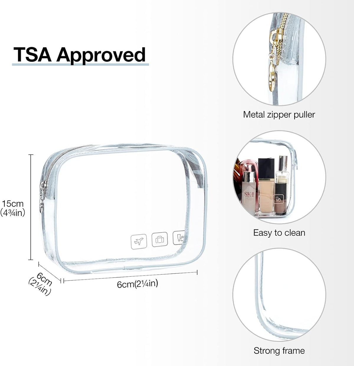 BAGSMART Toiletry Bag Hanging Travel Makeup Organizer with TSA Approved Transparent Cosmetic Bag Makeup Bag for Full Sized Toiletries, Large-Light Blue