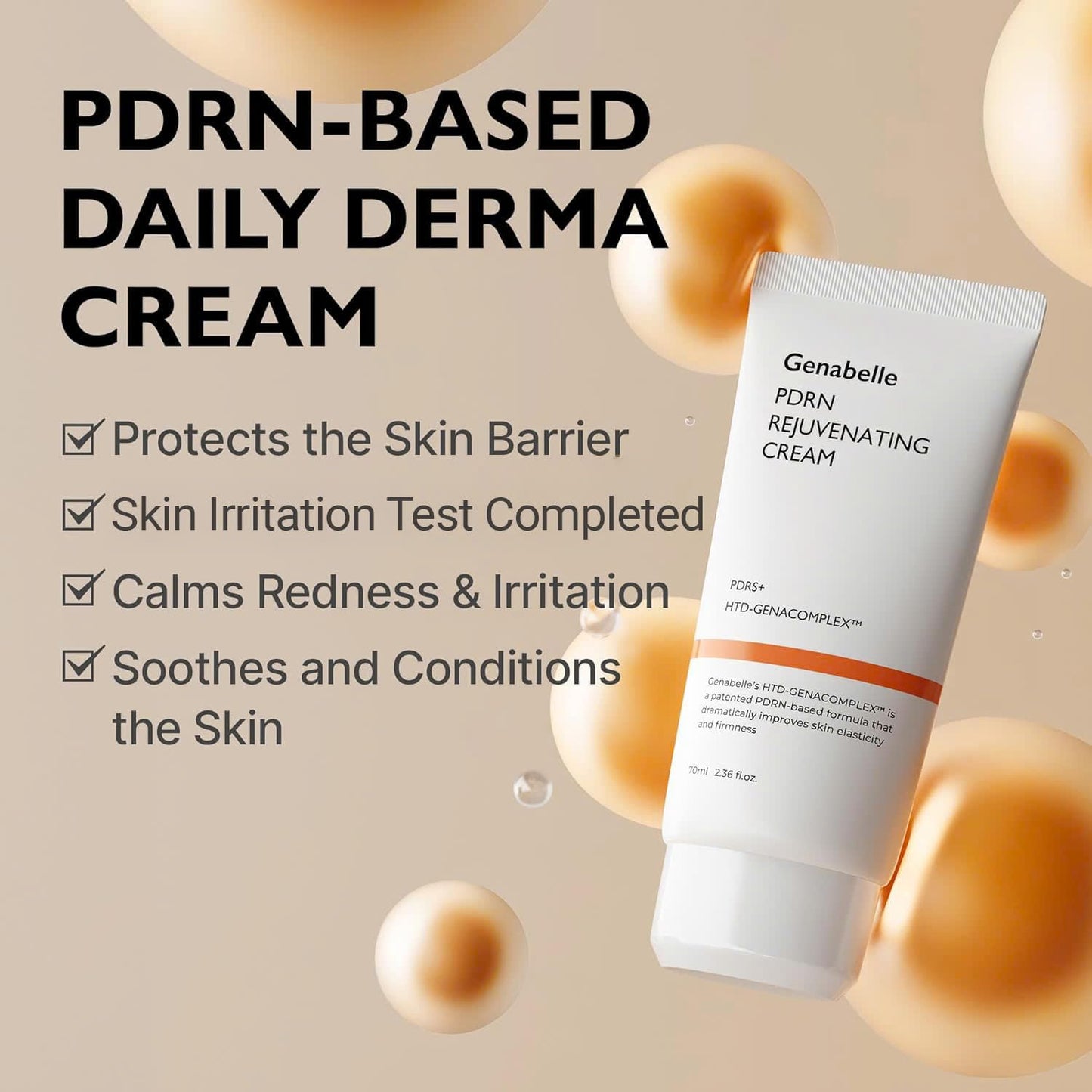 PDRN Rejuvenating Cream - Lightweight Moisturizer with Original PDRN, CICA, Hyaluronic Acid - Nourishing, Hydrating, and Soothing Formula - 2.36 fl.oz