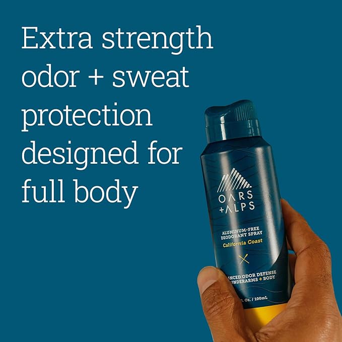 Oars + Alps Spray Deodorant for Men and Women, Aluminum Free Deodorant and Full Body Spray, California Coast, 2 Pack